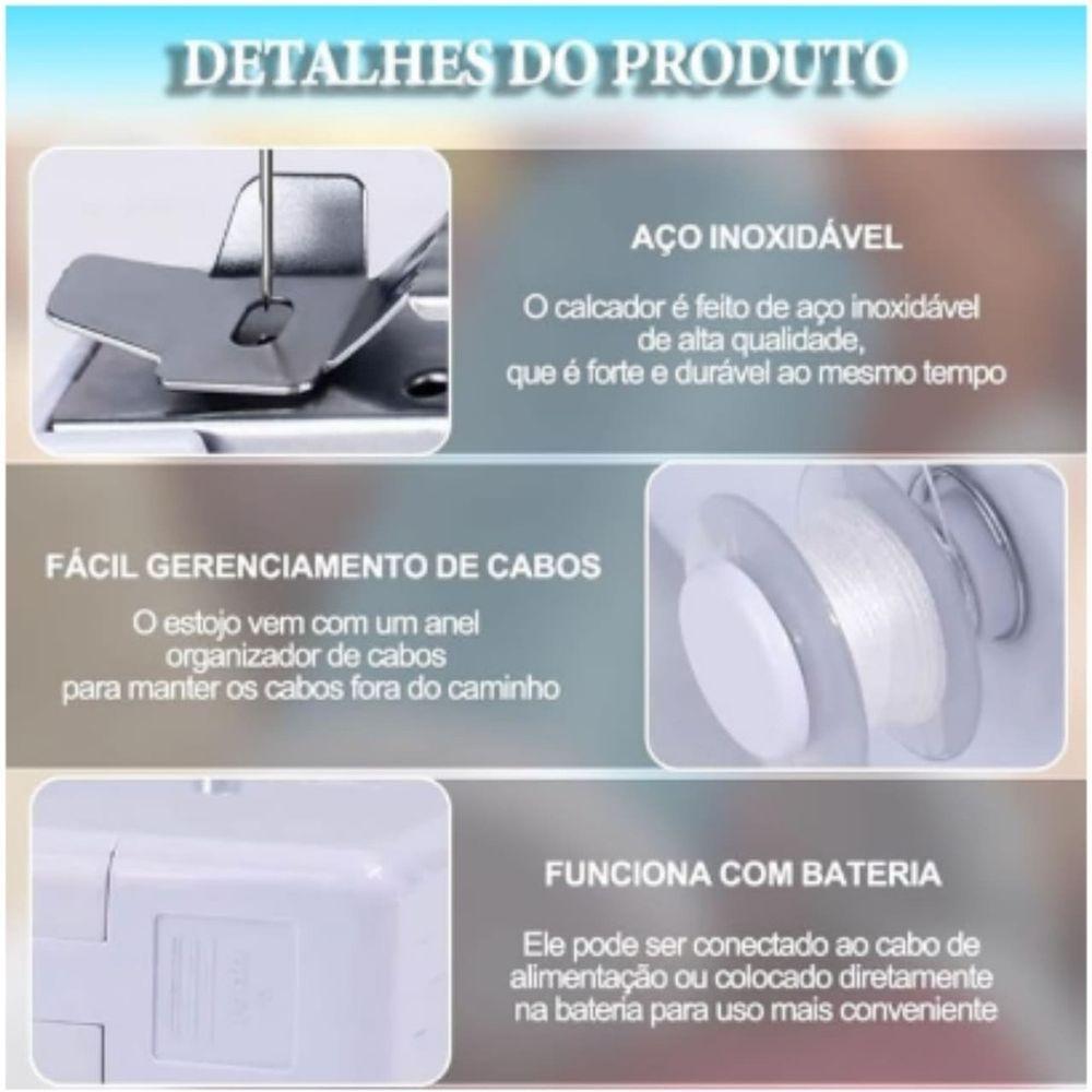 Mini Maquina Portátil A Mão Costura Elétrica Pilha Aa Prático - Branca - 2