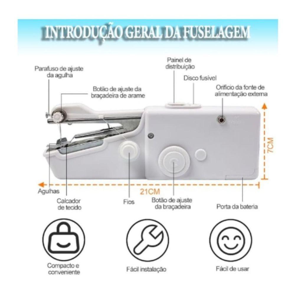 Mini Maquina Portátil A Mão Costura Elétrica Pilha Aa Prático - Branca - 6