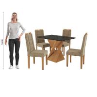 Conjunto Sala De Jantar Luna Kappesberg 4 Cadeiras Veludo Bege