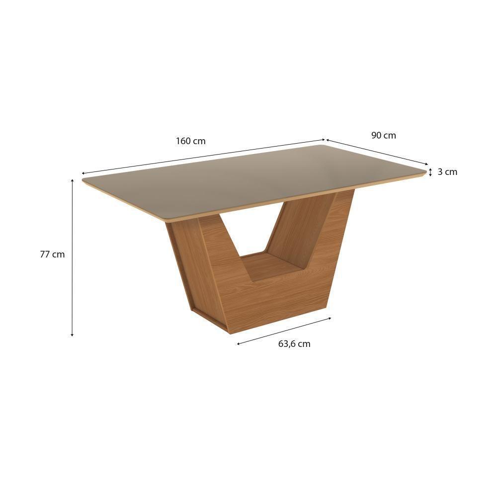 Conjunto Sala De Jantar Verbana Kappesberg 6 Cadeiras Veludo Bege - 3