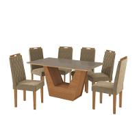 Conjunto Sala De Jantar Verbana Kappesberg 6 Cadeiras Veludo Bege - 2