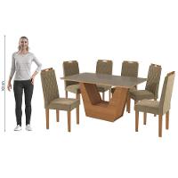 Conjunto Sala De Jantar Verbana Kappesberg 6 Cadeiras Veludo Bege