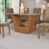 Conjunto Sala De Jantar Verbana Kappesberg 6 Cadeiras Veludo Bege - 6