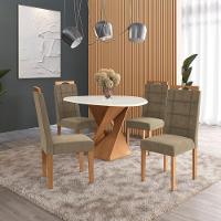 Conjunto Sala De Jantar Luna Kappesberg 4 Cadeiras Veludo Bege - 1