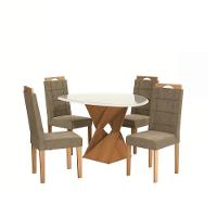 Conjunto Sala De Jantar Luna Kappesberg 4 Cadeiras Veludo Bege - 2