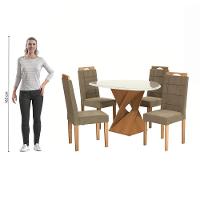 Conjunto Sala De Jantar Luna Kappesberg 4 Cadeiras Veludo Bege