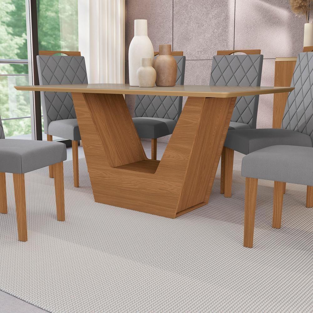 Conjunto Sala De Jantar Verbana Kappesberg 6 Cadeiras Veludo Titanio - 3