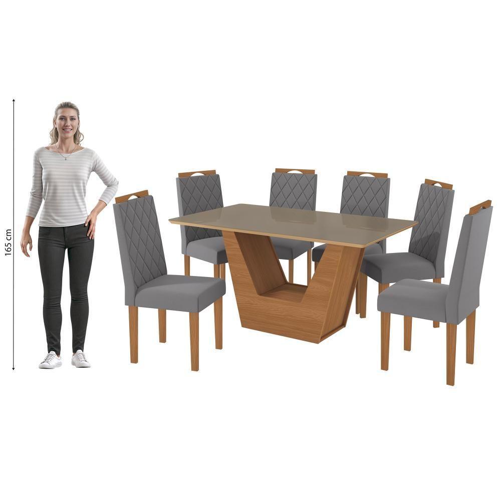 Conjunto Sala De Jantar Verbana Kappesberg 6 Cadeiras Veludo Titanio - 8