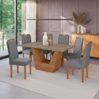 Conjunto Sala De Jantar Verbana Kappesberg 6 Cadeiras Veludo Titanio - 1