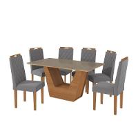 Conjunto Sala De Jantar Verbana Kappesberg 6 Cadeiras Veludo Titanio - 7
