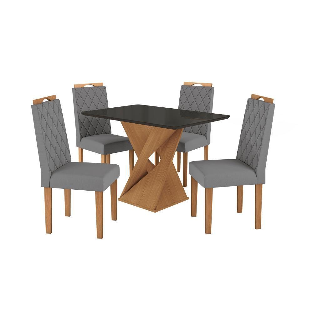 Conjunto Sala De Jantar Luna Kappesberg 4 Cadeiras Veludo Titanio - 2
