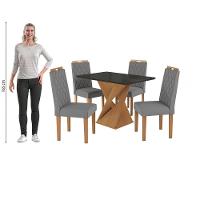 Conjunto Sala De Jantar Luna Kappesberg 4 Cadeiras Veludo Titanio