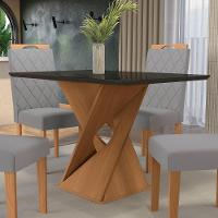 Conjunto Sala De Jantar Luna Kappesberg 4 Cadeiras Veludo Titanio - 6