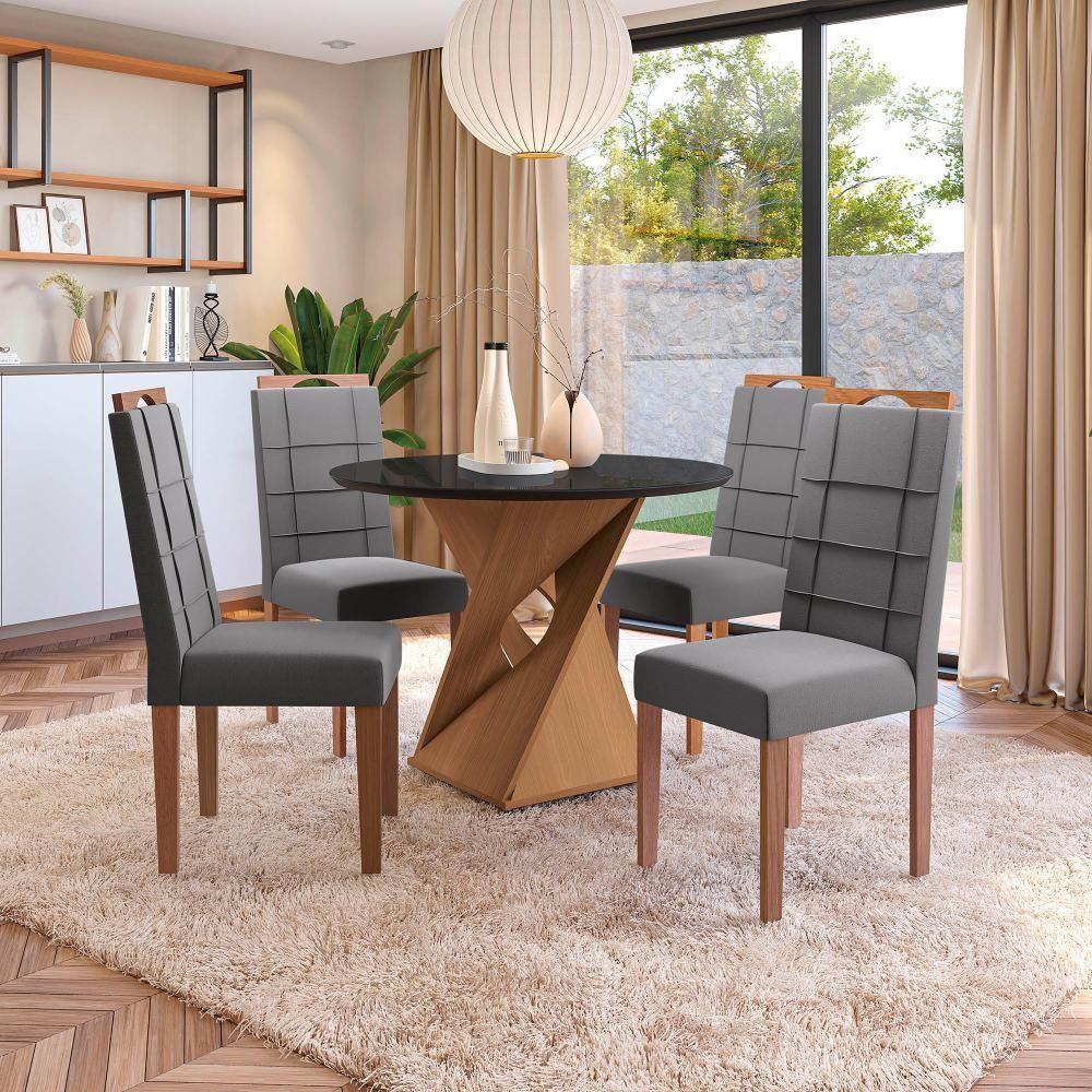 Conjunto Sala De Jantar Luna Kappesberg 4 Cadeiras Veludo Titanio - 1