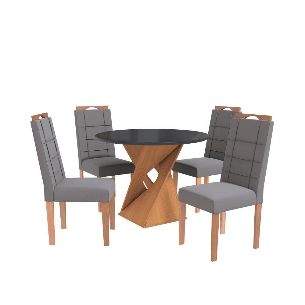 Conjunto Sala De Jantar Luna Kappesberg 4 Cadeiras Veludo Titanio - 2