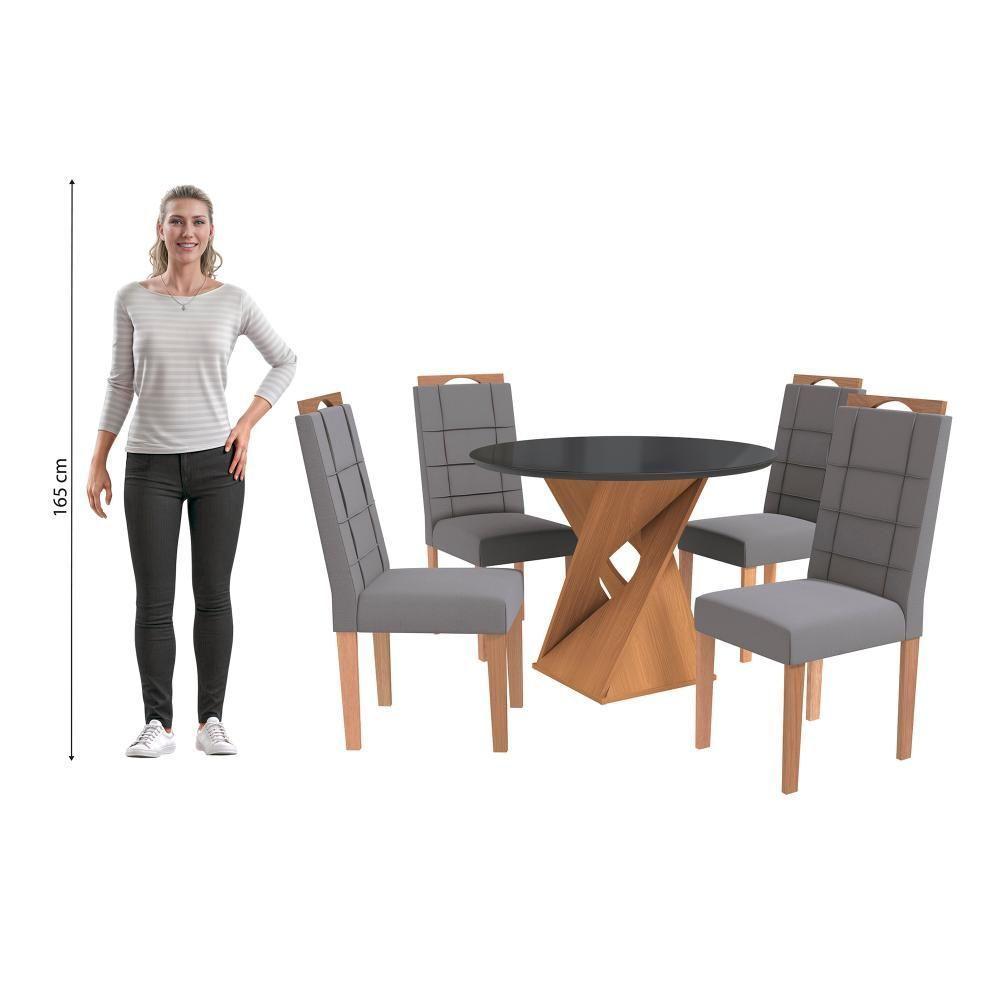 Conjunto Sala De Jantar Luna Kappesberg 4 Cadeiras Veludo Titanio - 4