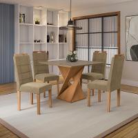 Conjunto Sala De Jantar Luna Kappesberg 4 Cadeiras Veludo Bege - 1