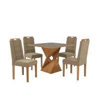 Conjunto Sala De Jantar Luna Kappesberg 4 Cadeiras Veludo Bege - 2