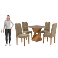 Conjunto Sala De Jantar Luna Kappesberg 4 Cadeiras Veludo Bege