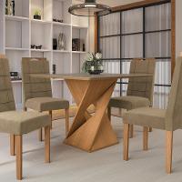Conjunto Sala De Jantar Luna Kappesberg 4 Cadeiras Veludo Bege - 6