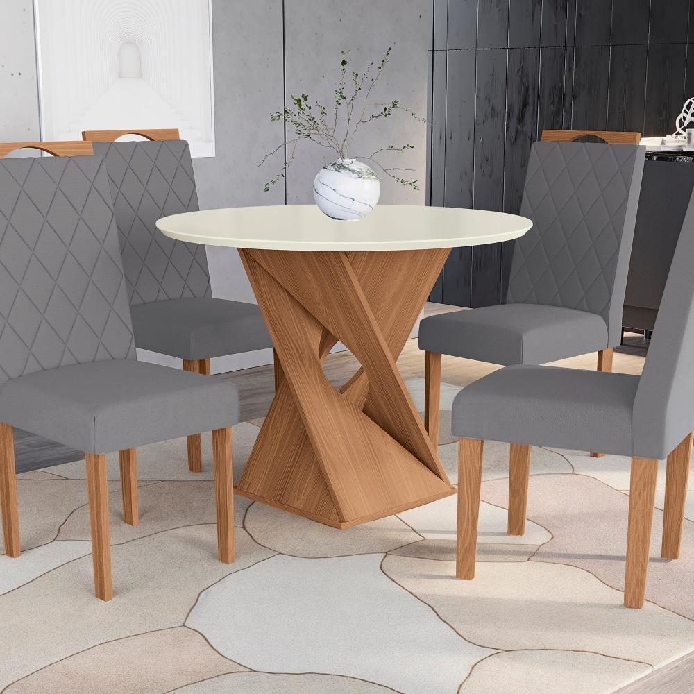 Conjunto Sala De Jantar Luna Kappesberg 4 Cadeiras Veludo Titanio - 6