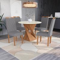 Conjunto Sala De Jantar Luna Kappesberg 4 Cadeiras Veludo Titanio - 1