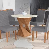 Conjunto Sala De Jantar Luna Kappesberg 4 Cadeiras Veludo Titanio - 6