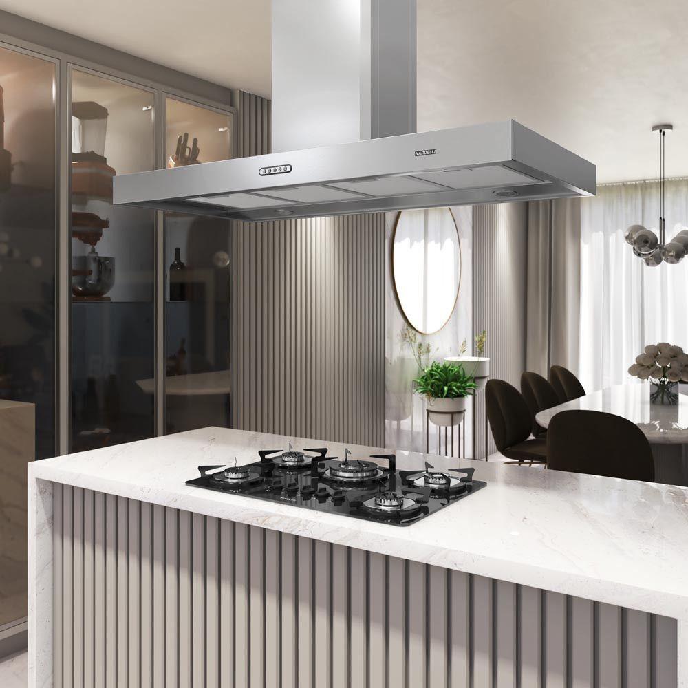 Coifa Nardelli Ilha Teto Retangular Inox 120 Cm Inox 110V - 4