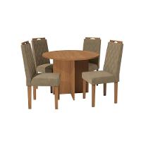Conjunto Sala De Jantar Nira Kappesberg 4 Cadeiras Veludo Bege - 2