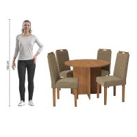 Conjunto Sala De Jantar Nira Kappesberg 4 Cadeiras Veludo Bege