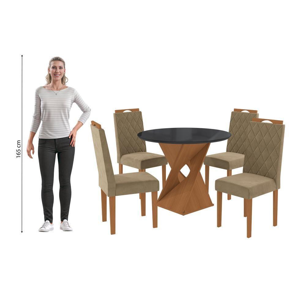 Conjunto Sala De Jantar Luna Kappesberg 4 Cadeiras Veludo Bege - 4