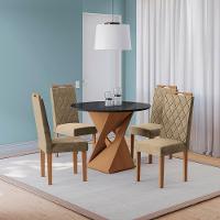 Conjunto Sala De Jantar Luna Kappesberg 4 Cadeiras Veludo Bege - 1