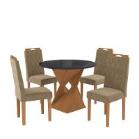Conjunto Sala De Jantar Luna Kappesberg 4 Cadeiras Veludo Bege - 2