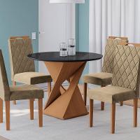 Conjunto Sala De Jantar Luna Kappesberg 4 Cadeiras Veludo Bege - 6