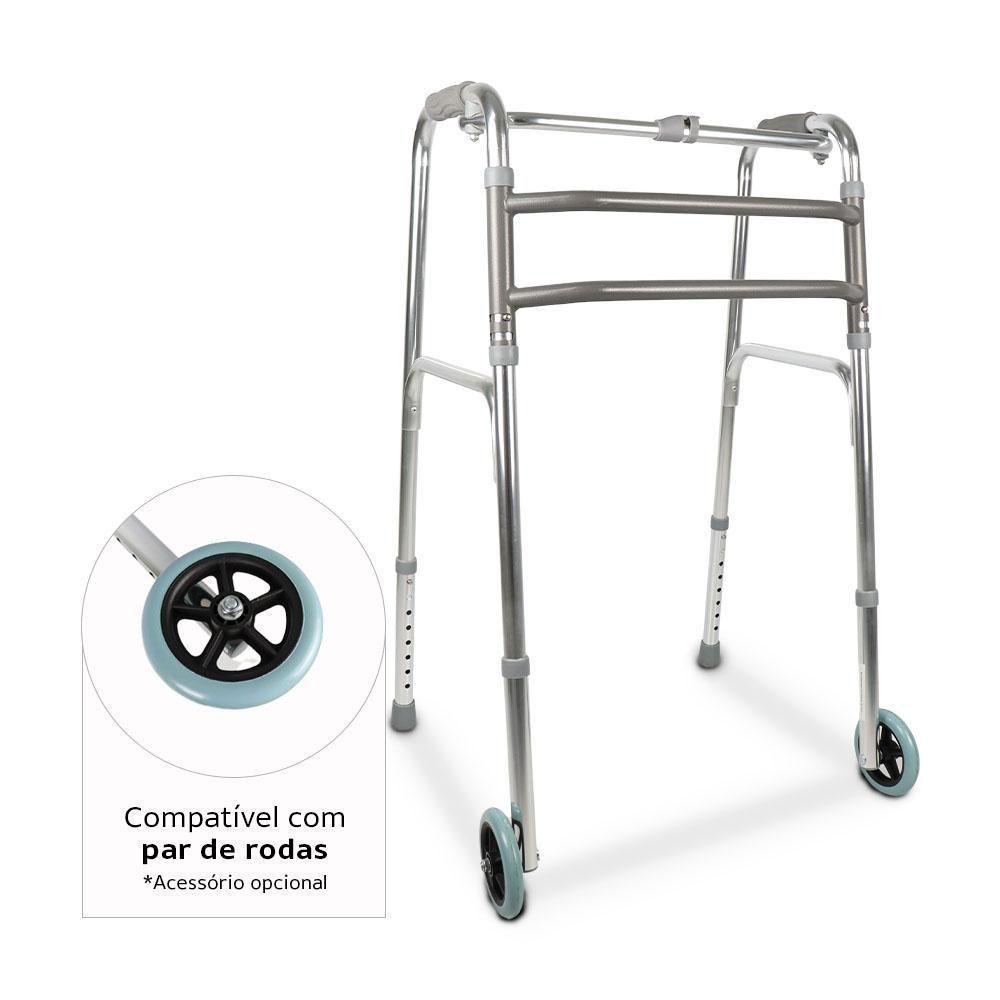 Andador Dellamed De Alumínio 3 Em 1 Fixo Móvel E Articulado Cinza D10 - 2