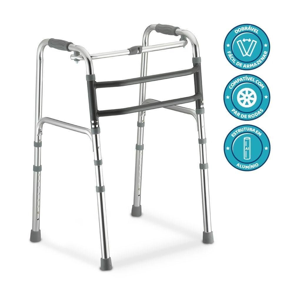 Andador Dellamed De Alumínio 3 Em 1 Fixo Móvel E Articulado Cinza D10 - 4