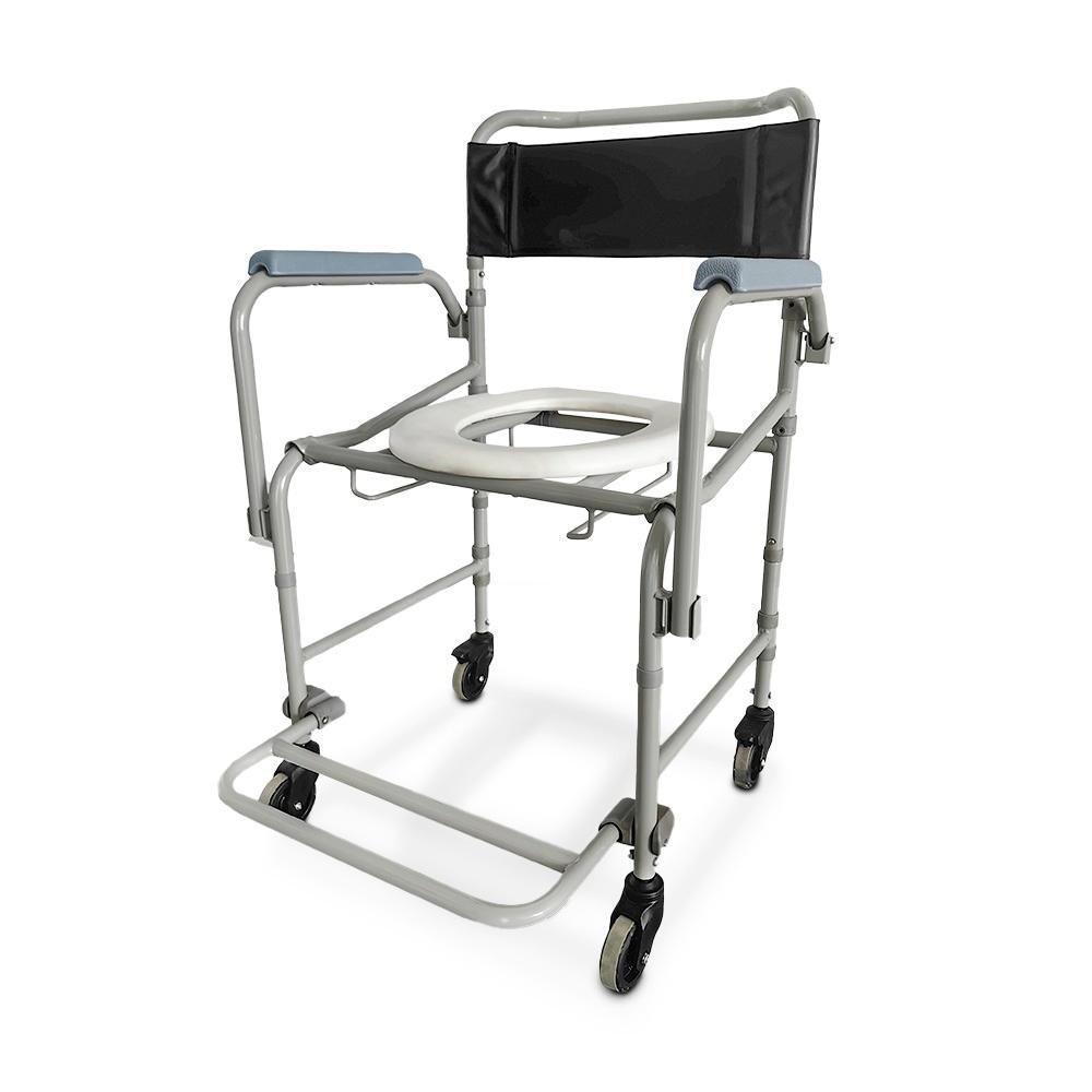 Cadeira De Banho Higiênica Dellamed Dobrável E Desmontável Até 120 Kg Preto E Cinza D40 - 1