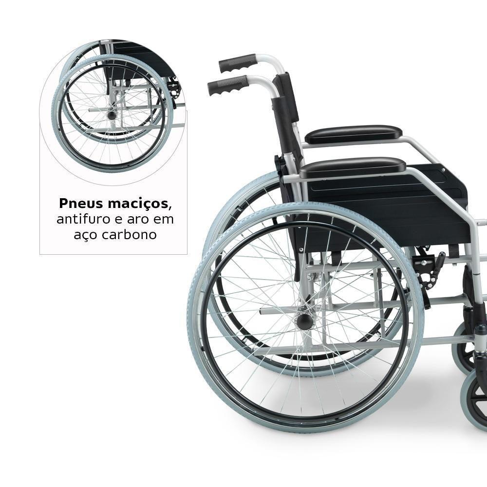 Cadeira De Rodas Dellamed Dobrável Em Aço Até 120 Kg Cinza E Preto D100 - 2