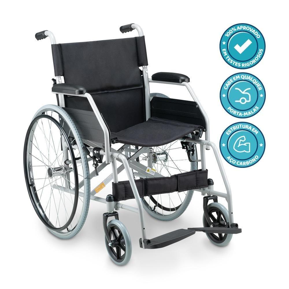 Cadeira De Rodas Dellamed Dobrável Em Aço Até 120 Kg Cinza E Preto D100 - 3