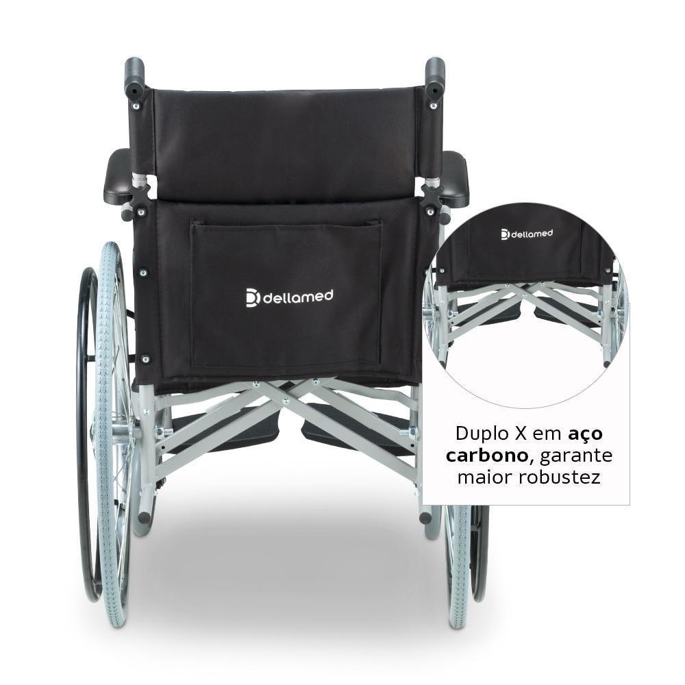 Cadeira De Rodas Dellamed Dobrável Em Aço Até 120 Kg Cinza E Preto D100 - 8