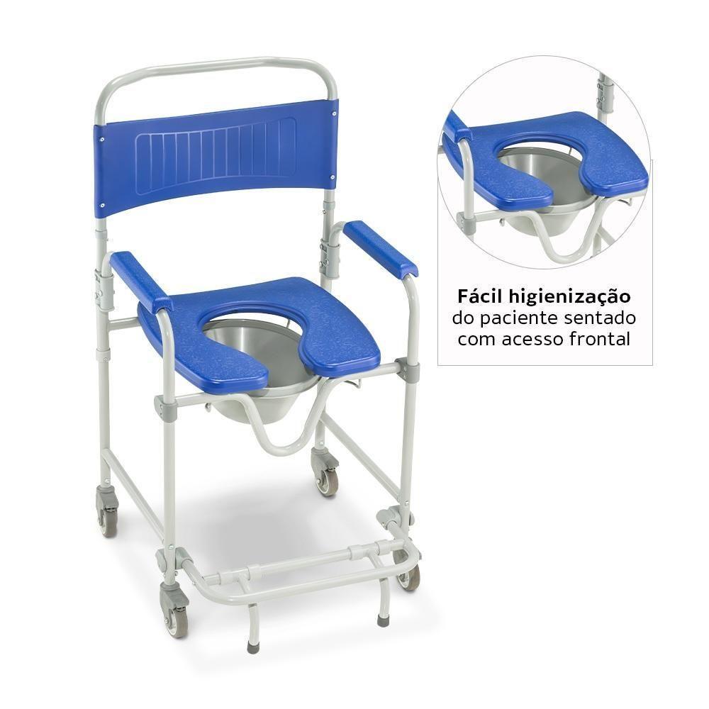 Cadeira De Banho Dellamed Dobrável E Desmontável Até 150 Kg Cinza E Azul D45 - 4