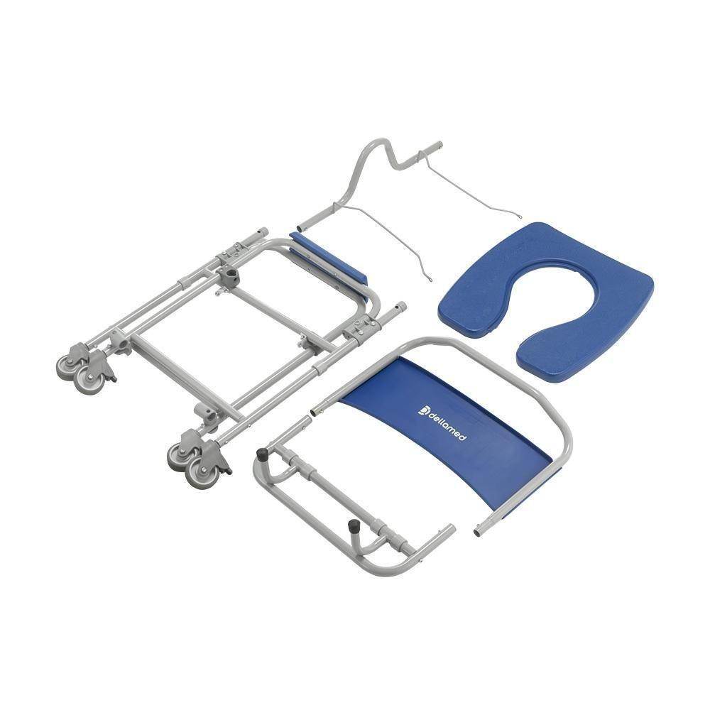 Cadeira De Banho Dellamed Dobrável E Desmontável Até 150 Kg Cinza E Azul D45 - 7