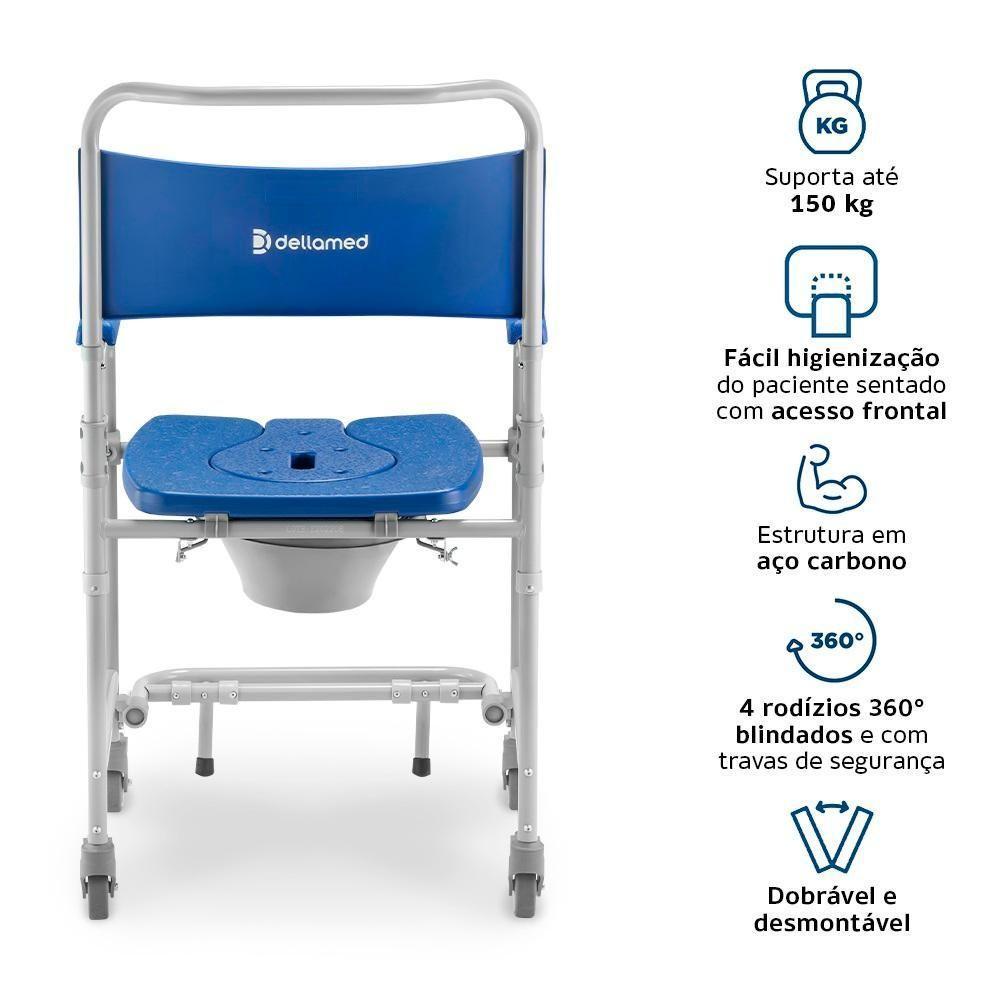 Cadeira De Banho Dellamed Dobrável E Desmontável Até 150 Kg Cinza E Azul D45 - 8