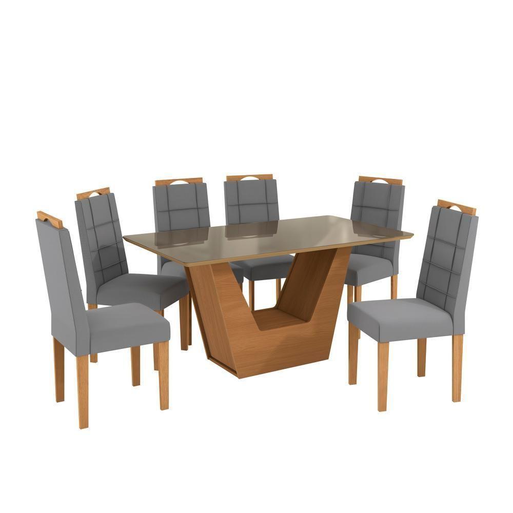 Conjunto Sala De Jantar Verbana Kappesberg 6 Cadeiras Veludo Titanio - 2