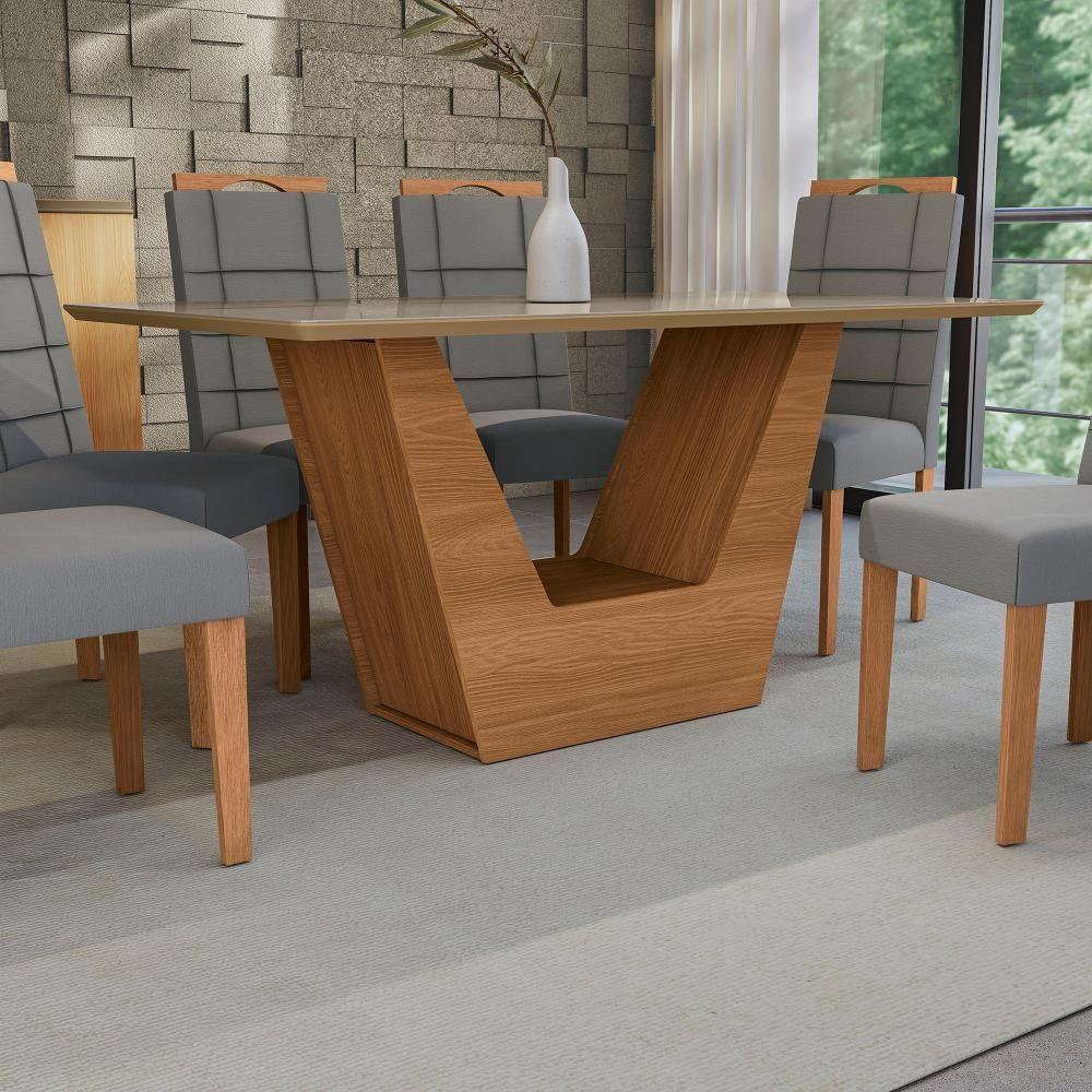 Conjunto Sala De Jantar Verbana Kappesberg 6 Cadeiras Veludo Titanio - 6