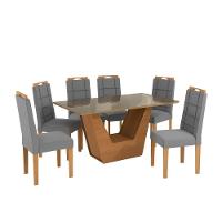 Conjunto Sala De Jantar Verbana Kappesberg 6 Cadeiras Veludo Titanio - 2
