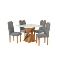 Conjunto Sala De Jantar Luna Kappesberg 4 Cadeiras Veludo Titanio - 2