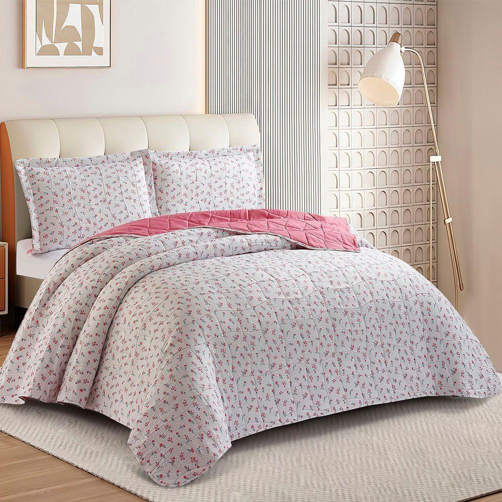 Kit Cobre Leito Colcha Anarruga 3 Peças Casal 220x240cm Jardim Sonhare - 2