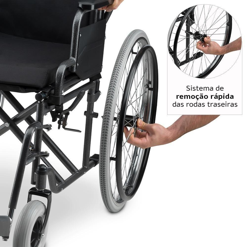 Cadeira De Rodas Dellamed Dobrável Em Aço Até 120 Kg Cinza E Preto D400-t44 - 6
