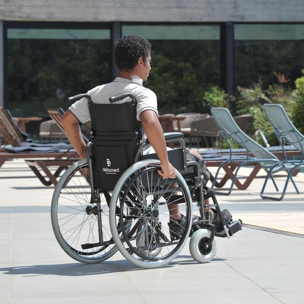 Cadeira De Rodas Dellamed Dobrável Em Aço Até 120 Kg Cinza E Preto D400-t44 - 10